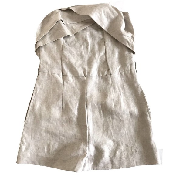 Tart Collections | Linen Jumper Womens Size M Beige Strapless Romper - Picture 6 of 10